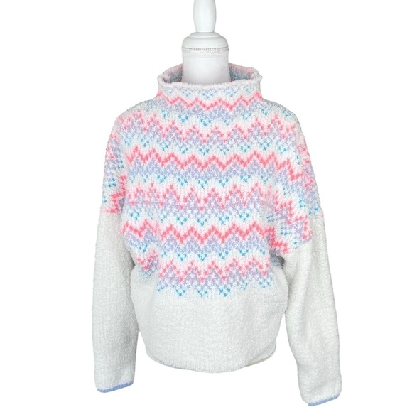 Anthropologie Pilcro Selene sweater neon orange periwinkle chenille cream small - Picture 1 of 16
